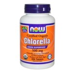NOW Chlorella 500 mg (Organic) - 200 Таблетки - Хлорела - подобрява храносмилането, усвояването и отделянето