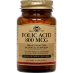 SOLGAR Folic acid 800 mcg - Фолиева киселина - 100 таблетки - необходима за развитието на тъканите и системите