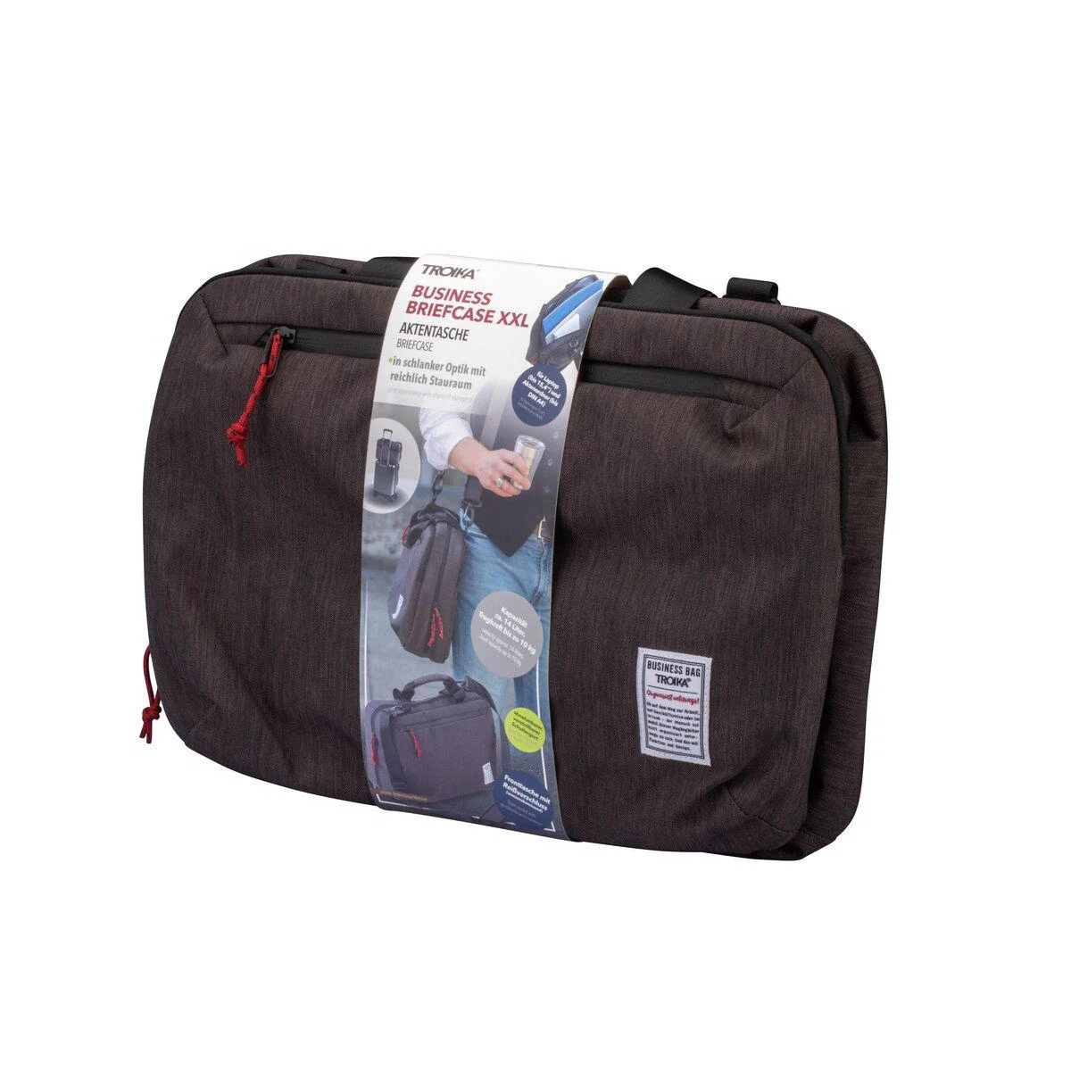 Чанта за лаптоп Troika - Business Briefcase XXL, за лаптопи до 15.4", отделение за таблет, RFID защита, полиестер, черна