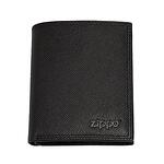 Вертикален мъжки портфейл Zippo Saffiano Tri-Fold, RFID защита, черен
