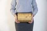 Ръчно изработена дамска чанта от дърво и естествена кожа Алба Пролет“