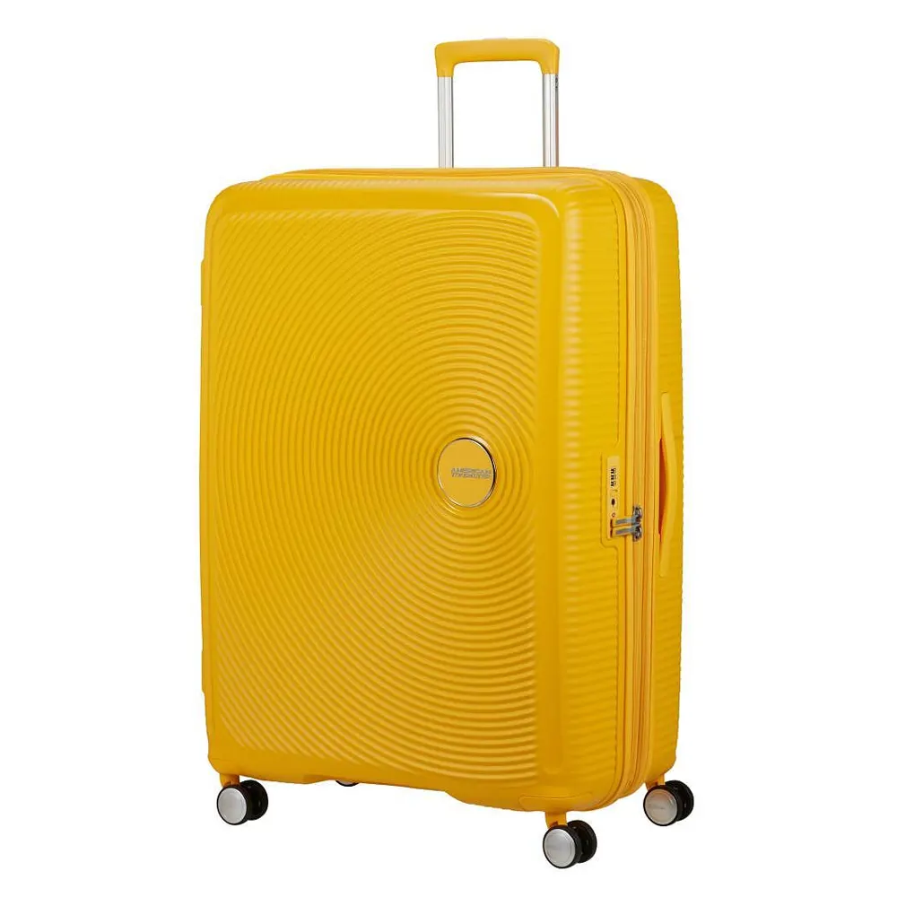 Куфар American Tourister - Soundbox, на 4 колела, 80см с разширение, жълт Куфар American Tourister - Soundbox, на 4 колела, 80см с разширение, жълт