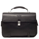 Хоризонтална бизнес чанта Piquadro Modus за лаптоп, с две отделения, черна