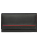 Черно дамско портмоне ROSSI, с червена лента
