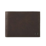 Мъжки портфейл от естествена кожа Piquadro с отделения за карти, монетник и RFID защита, тъмнокафяв