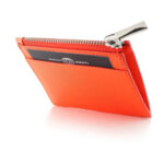 Калъф за кредитни карти с цип Coldfire от естествена кожа - Safiano Color Vibes, оранжев