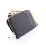 Калъф за кредитни карти и документи Coldfire с ципов монетник - естествена кожа, RFID Защита, кафяв
