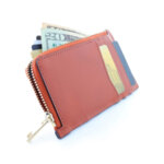 Калъф за кредитни карти и документи Coldfire с ципов монетник - естествена кожа, RFID Защита, оранжев