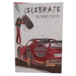 Поздравителна картичка "Честит рожден ден" - Кола, с плик