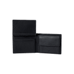 Портфейл от естествена кожа Simpla SLG с отделение за монети и RFID защита черен цвят