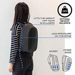 Раница XD Design - Elle Protective, защита от кражби, вградена аларма, водоустойчива, черна