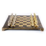Луксозен шах Manopoulos - Staunton, кафяво и златисто, 44x44 см
