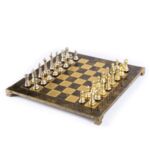 Луксозен шах Manopoulos - Staunton, кафяво и златисто, 44x44 см