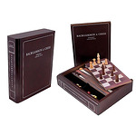 Комплект игри 3 в 1 F.Bartholdi - The Book - табла, шах и дама, 23x23 см
