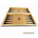 Кутия за шах и табла Oreshak, бук - пирограф, 34x34см