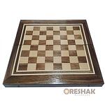 Кутия за шах и табла Oreshak, с естествен фурнир, тъмен орех/ясен 34x34см