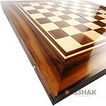 Кутия за шах и табла Oreshak, с естествен фурнир, тъмен орех/бук, 48x48см