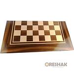 Кутия за шах и табла Oreshak, с естествен фурнир, тъмен орех/бук, 48x48см