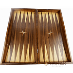 Дървена кутия за шах и табла Oreshak, фурнир орех и бук, 49x49см