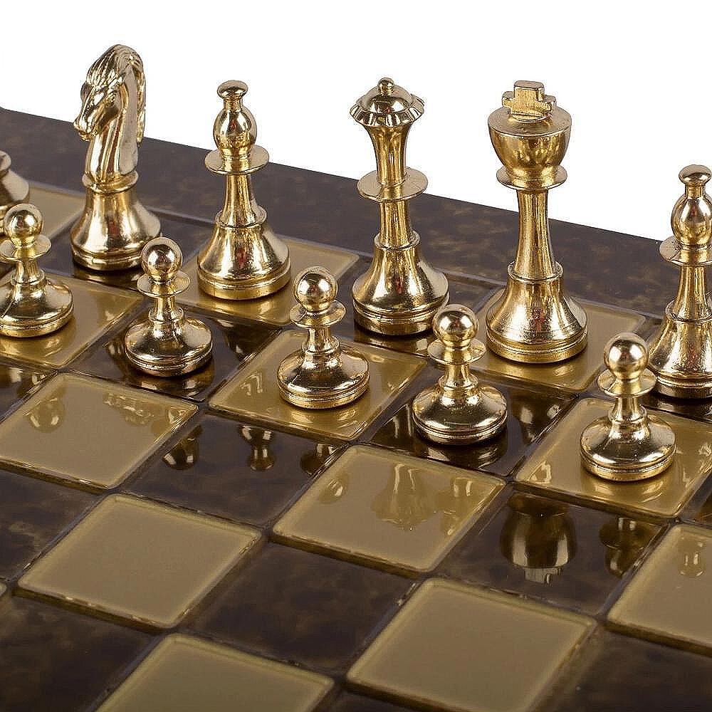 Луксозен шах Manopoulos - Staunton Brown, 36x36 см