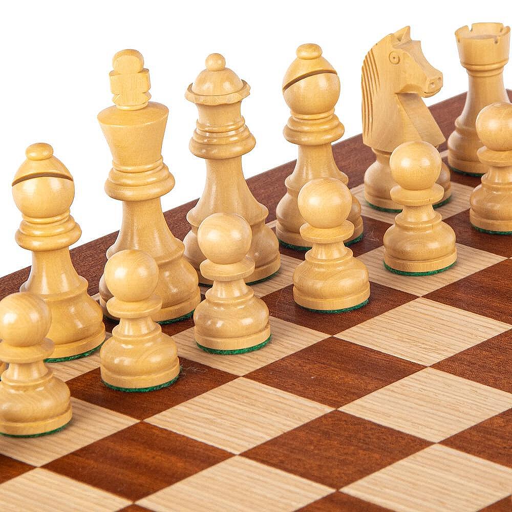 Луксозен ръчно изработен шах Manopoulos Mahogany, 40x40 см, с фигури Staunton