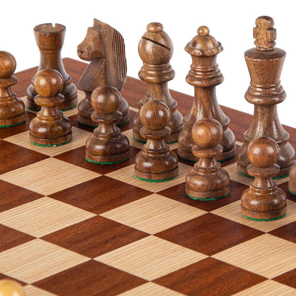 Луксозен ръчно изработен шах Manopoulos Mahogany, 40x40 см, с фигури Staunton