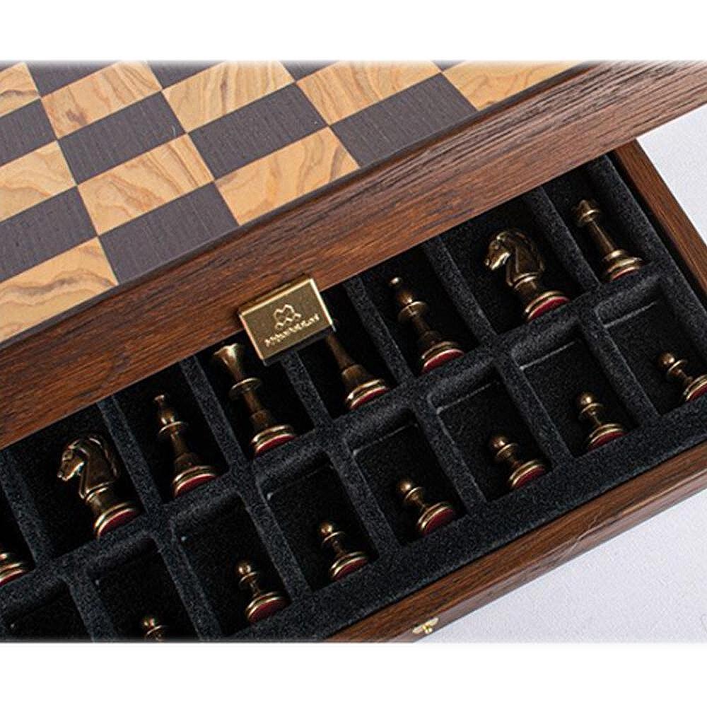 Луксозен шах Manopoulos 35x35 см, с метални фигури Staunton