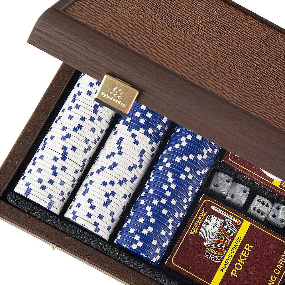 Комплект за покер Manopoulos - Кафява кутия с кафяво кожено покритие