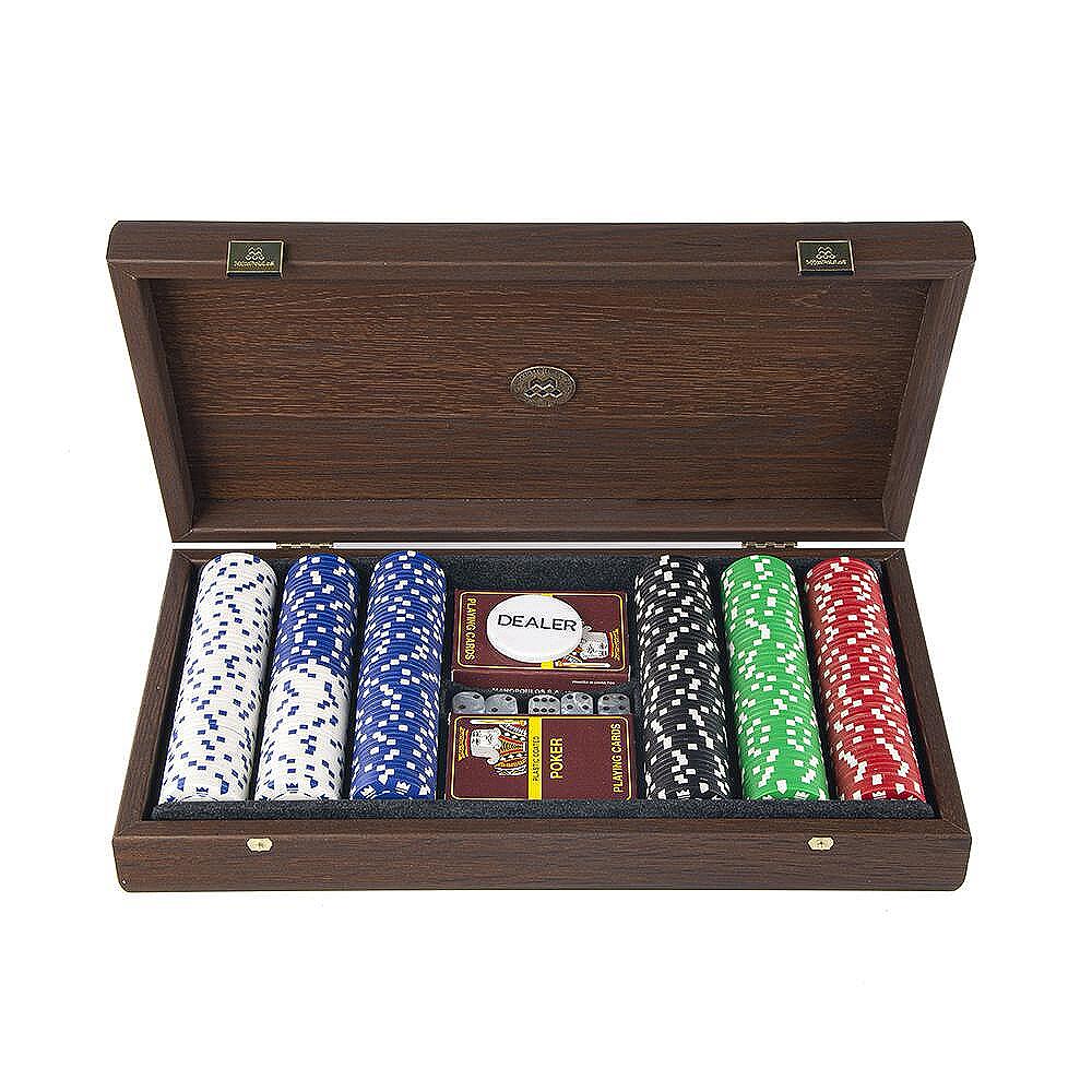 Комплект за покер Manopoulos - Кафява кутия с кафяво кожено покритие