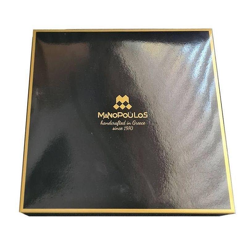 Луксозен шах Manopoulos 43x43 см, с метални фигури Staunton Brass/Pewter finish