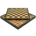Италиански комплект шах и табла Italfama - Втората Световна Война, кожена кутия, 35x35x4см