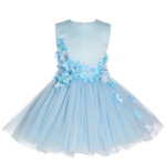 Великолепна рокля с 3D цветя в нежно син цвят