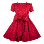 Червена детска рокля от жакард 