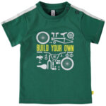 Зелена детска тениска с щампа на гърдите