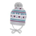 Плетена зимна шапка за момичета с пискюл