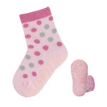 Летни чорапи със силиконова подметка в розов цвят на точки