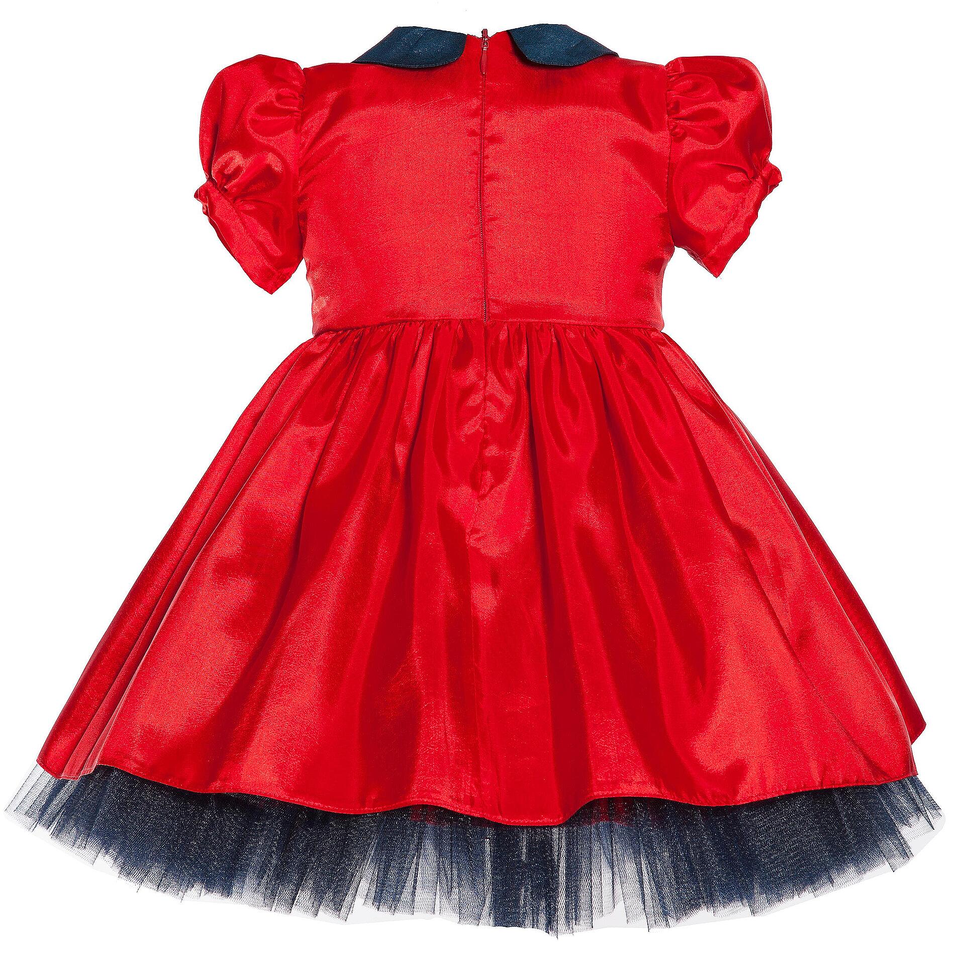 Червена дантелена бебешка рокля с панделка-Copy