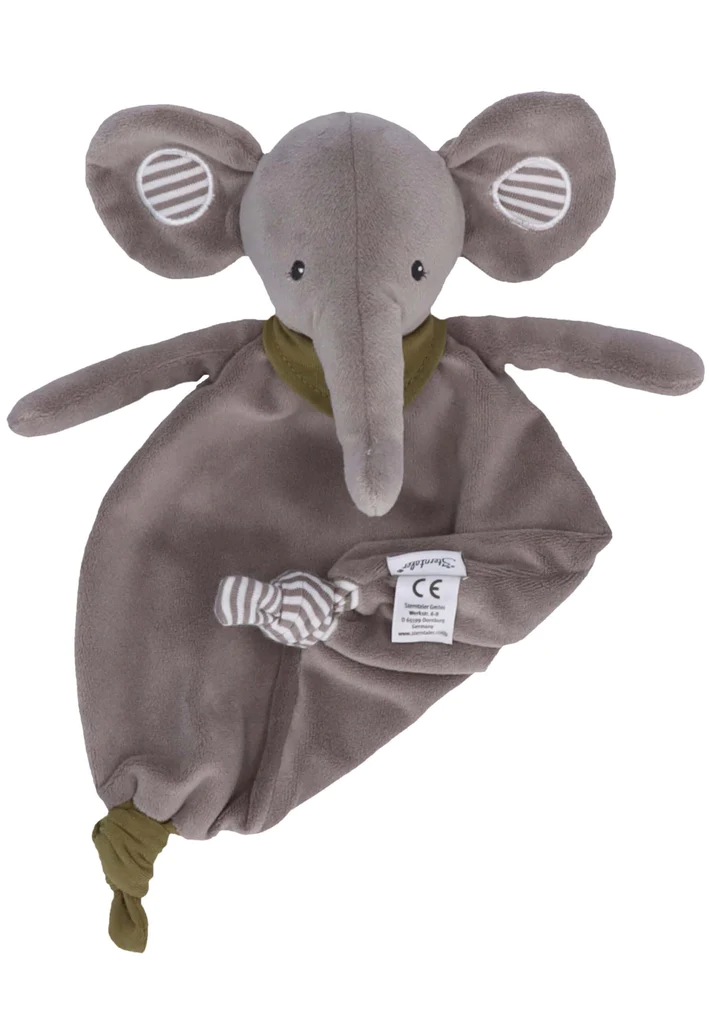 Слонче Еди в сиво с шал от плат за гушкане в комбинация от мека материя от трико и полар Sterntaler-Copy