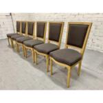 Elegant French Dining Chairs Brown Upholstery - Set of 6