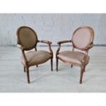 French Louis XVI Style Vintage Medallion Armchairs - a Pair