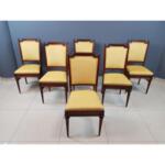 Set of 6 French Traditional Louis XVI Style Square Back Newly Upholstered Dining Chairs