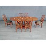 Art Deco Dining Set of 6 Mid-Century Bamboo Dining Chairs and Extendable Dining Table