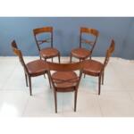 Italian Mid Century Designer High Back Dining Chairs by Melchiore Bega - Set of 5