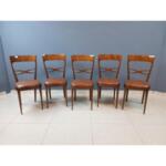 Italian Mid Century Designer High Back Dining Chairs by Melchiore Bega - Set of 5