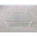 Vintage French Glass and Lucite Coffee Table With Lucite Hollywood Regency Style