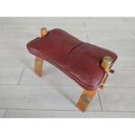 Vintage Leather Camel Saddle Ottoman Stool Footstool With Leather Cushion