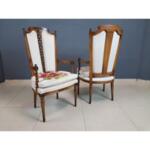 Charming Set of Two Vintage Louis XVI Beech Armchairs With Needlepoint Seatings