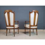 Charming Set of Two Vintage Louis XVI Beech Armchairs With Needlepoint Seatings