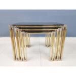 Mid Century Chrome and Smoked Glass Nesting Coffee Tables - Set of 3
