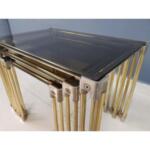 Mid Century Chrome and Smoked Glass Nesting Coffee Tables - Set of 3